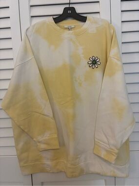 Ganni Yellow and White Tie Die Crewneck Sweatshirt